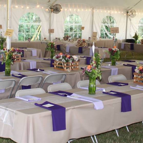 60x120 Cafe Solid Tablecovers On 8'x30" Tables
